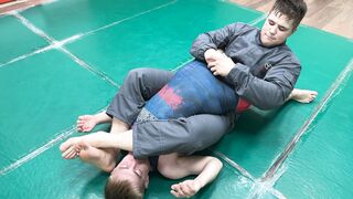 a worker shows scissors