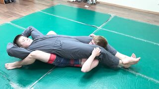 a worker shows scissors