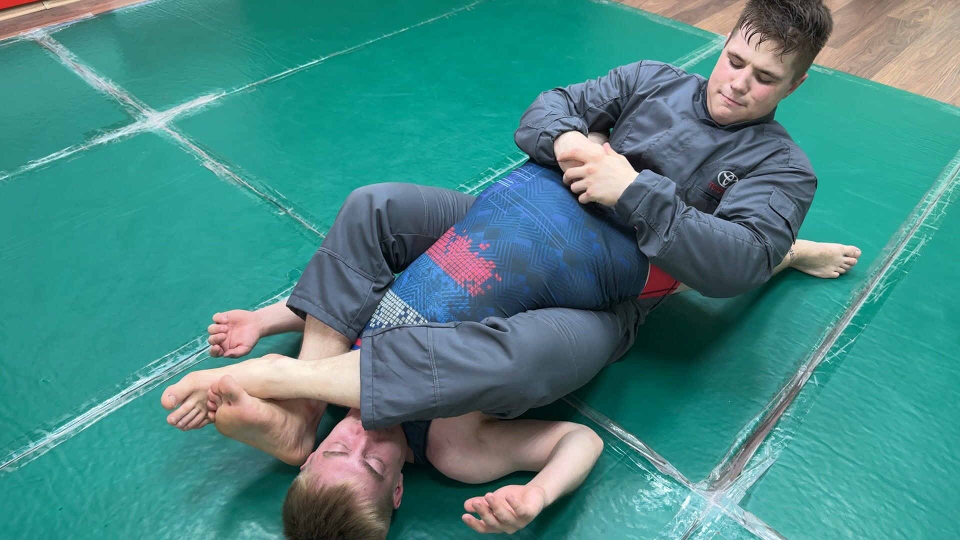 a worker shows scissors